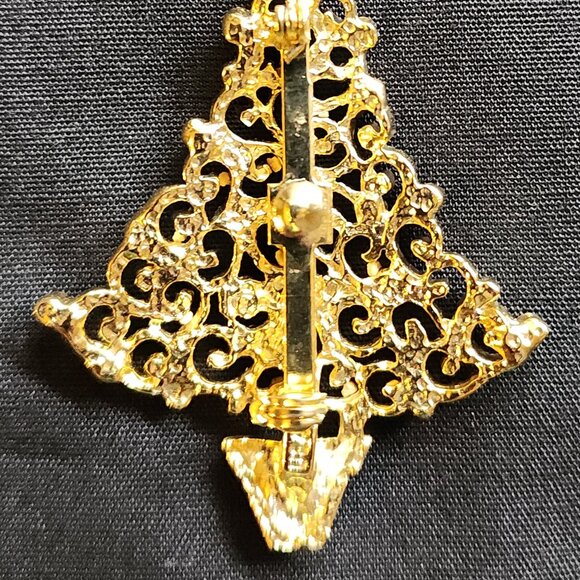 Vtg Robyn Rush Christmas Wreath RR USA & Christmas Tree Brooch Pin Rhinestones - Picture 13 of 16